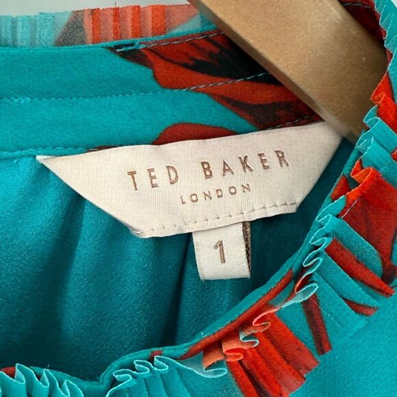 Ted Baker London Camelis Fantasia Midi Dress Sleeveless Women 1 Floral Turquoise - Picture 8 of 15